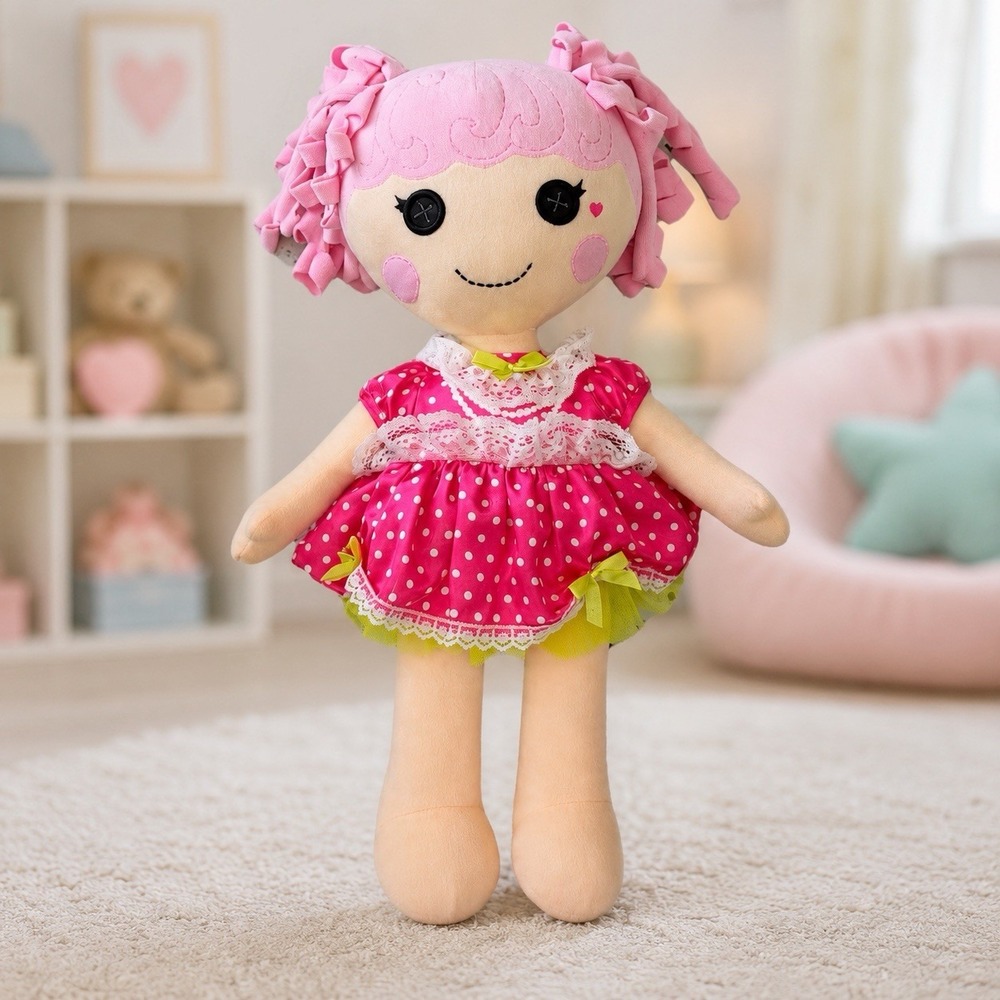 Build-A-Bear Lalaloopsy Jewels Sparkles Plush Doll 20" Pink Polka Dot Dress BAB